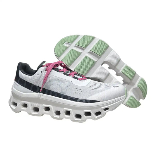 On cloudmonster  Women's White/Black/Rose