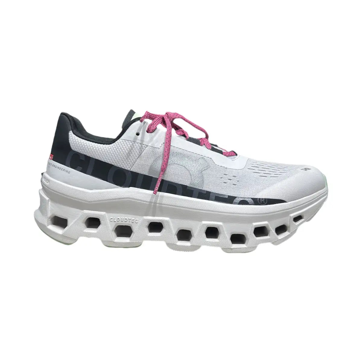 On cloudmonster  Women's White/Black/Rose